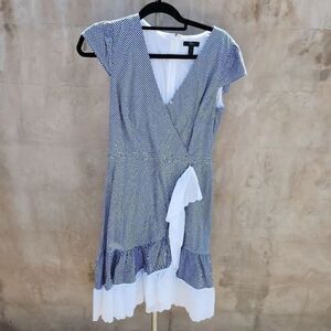 J crew faux wrap ruffle gingham dress